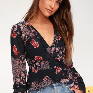 Lulus Floral wrap top